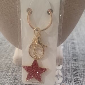 Gold Star Keychain with Red Accents